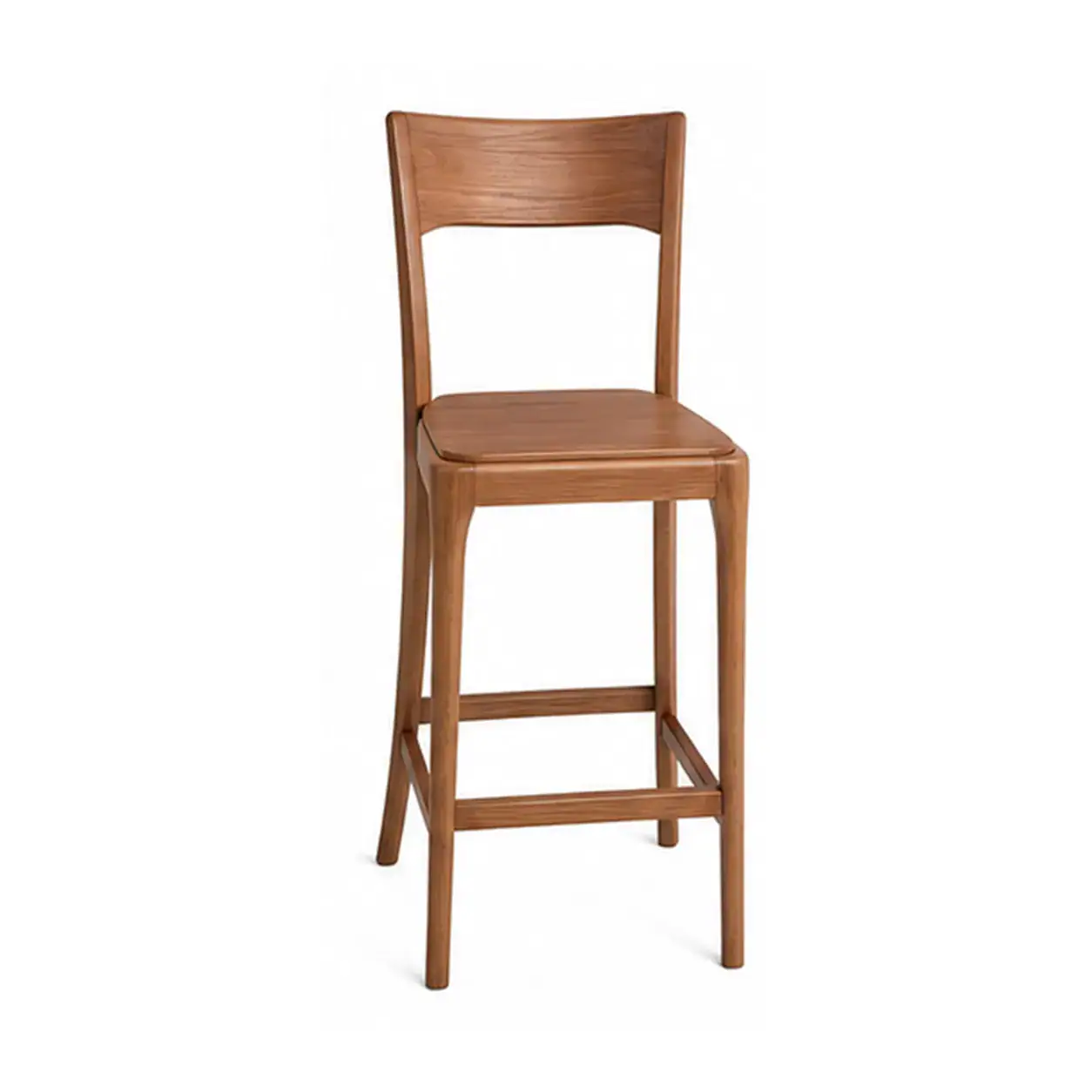 brown wood bar stool main view with brown wood finish