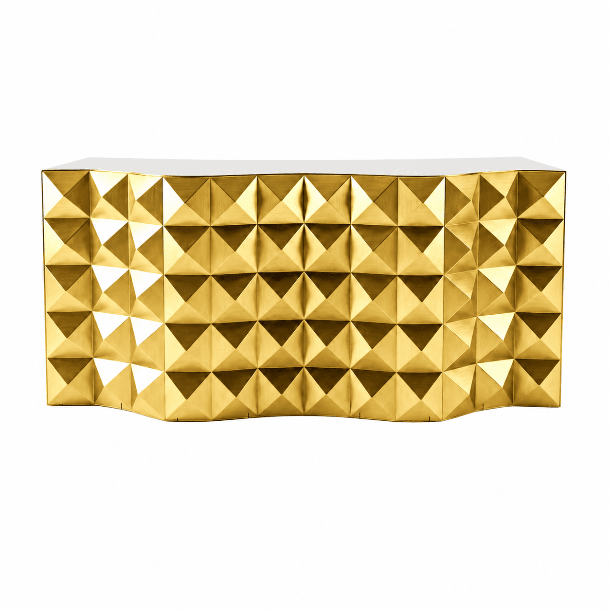 geometric stainless steel bar counter main view with gold stainless steel finish Gold stainless steel bar