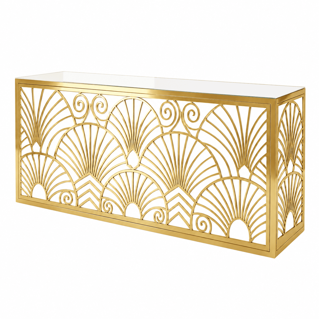 art deco stainless steel bar counter main view with gold stainless steel frame Gold stainless steel bar
