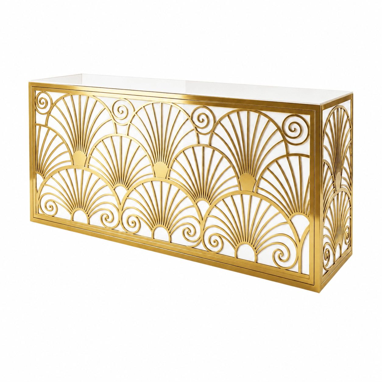 art deco stainless steel bar counter main view with gold stainless steel frame Gold stainless steel bar