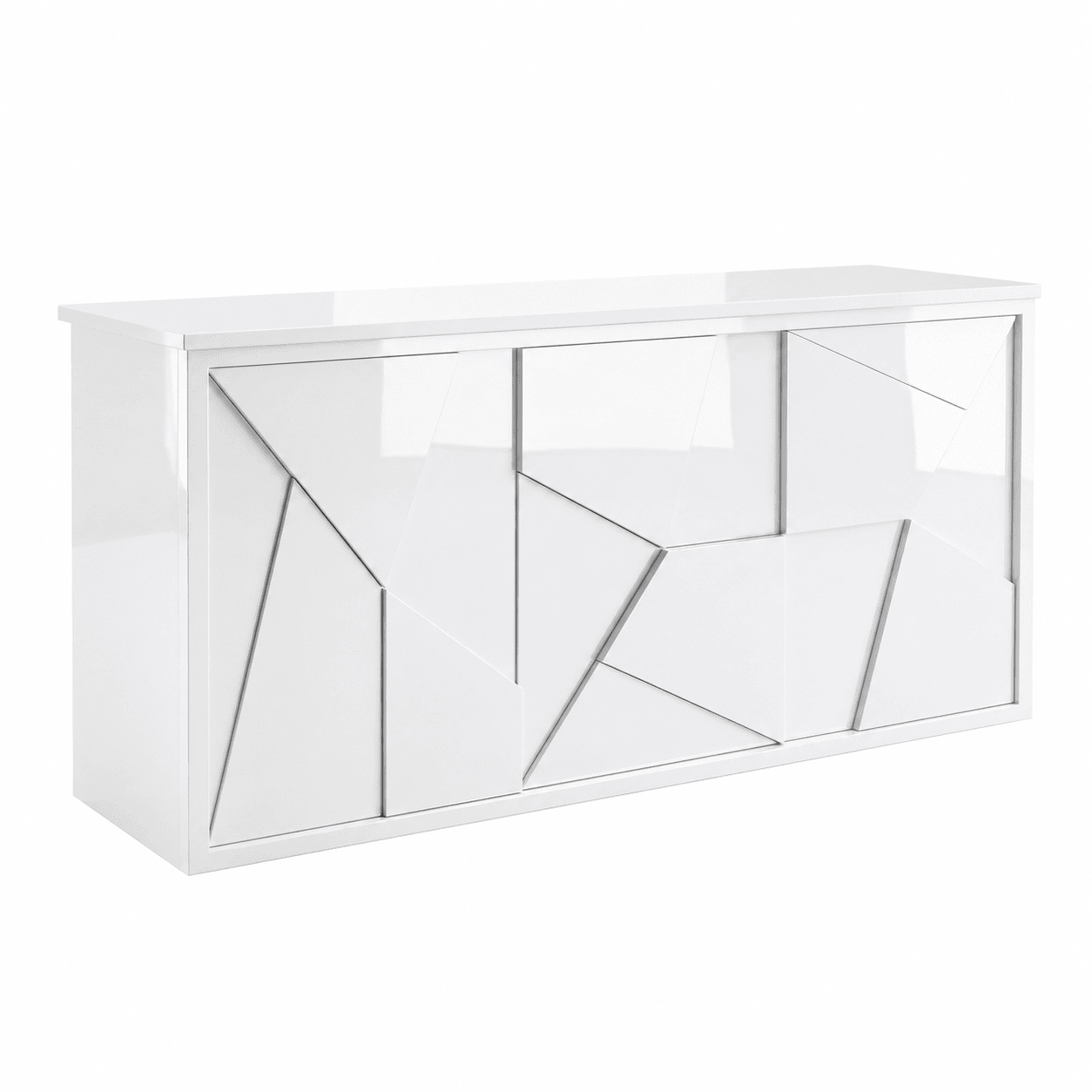 geometric stainless steel bar counter main view with white finish White mirrored stainless steel