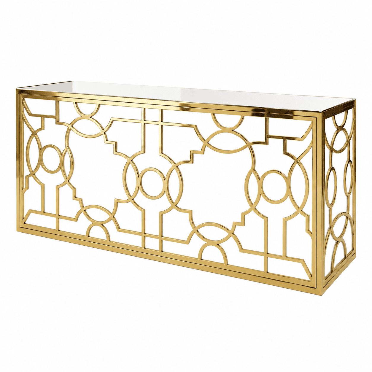 gold stainless steel bar counter main view with gold stainless steel frame