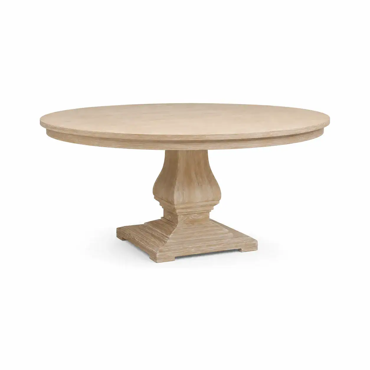 light wood round pedestal dining table main view with round tabletop