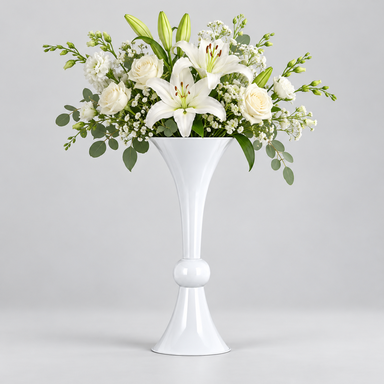 Rectangular Curtain Pole Gold Trumpet Metal Flower Stand for Wedding & Events | Dreamlike