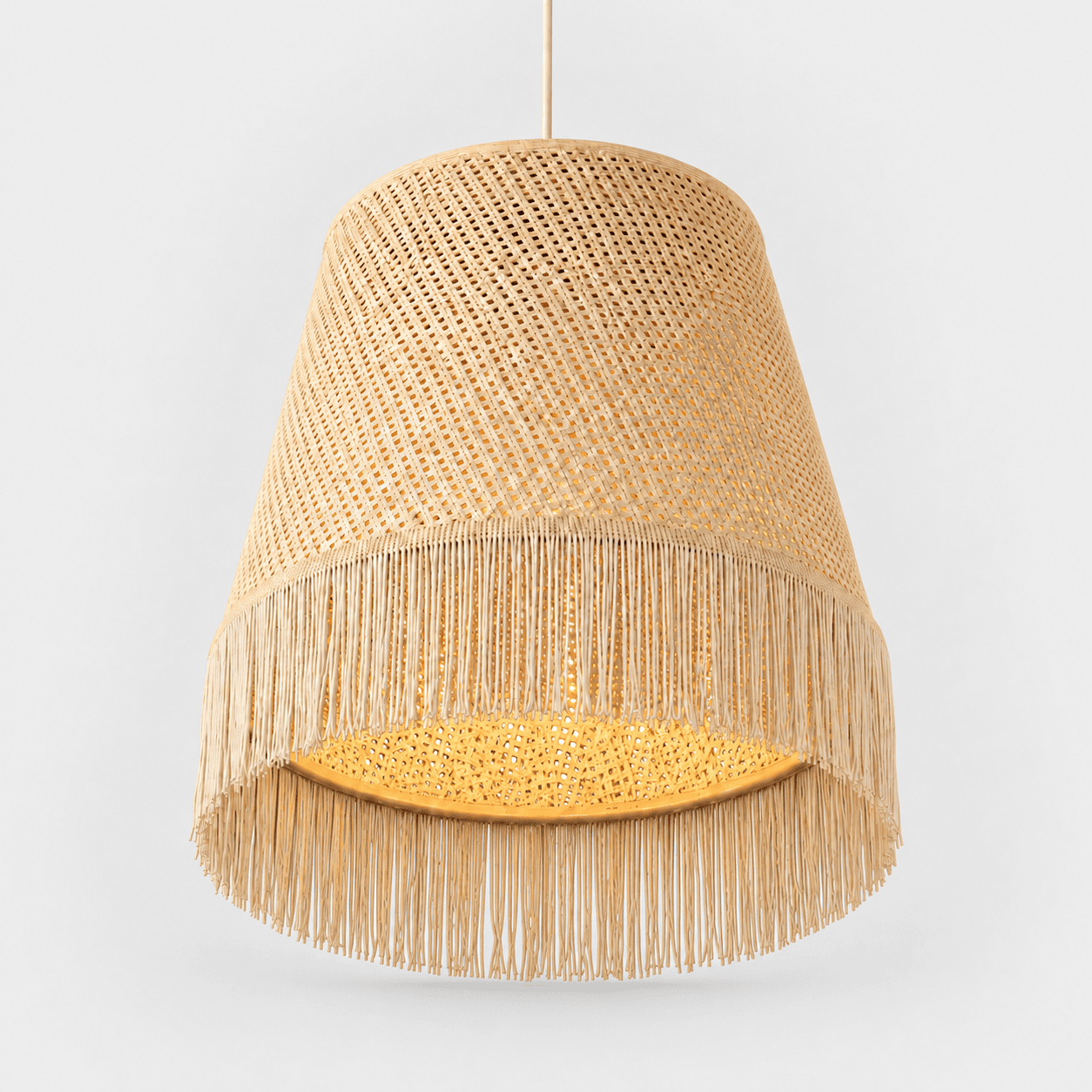 Natural Beige Rattan Fringe Pendant Light for Wedding Ceiling Decor ...